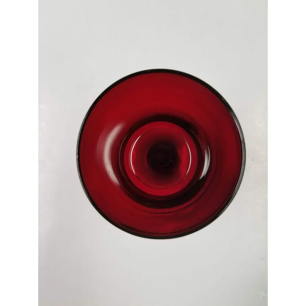 2 Vintage Luminarc Arcoroc Cavalier Ruby Red Glasses Clear Stem Water Goblets